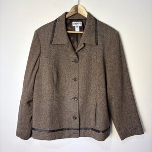 Pendleton Brown Wool Blend Button Front Blazer Jacket
